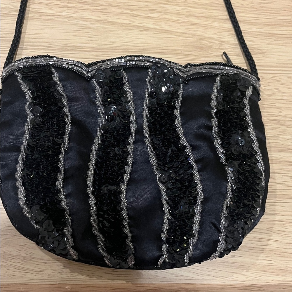 Chic Black Sequin Clutch